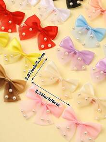 20pcs Multi-Color Faux Pearl Bow Hair Clips, Suitable For Fashion Girls Daily Wear - Multicolor - View 3