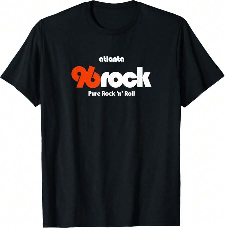 96 Rock Atlanta Dark T-Shirt Gift For Dad Valentine's Gift For Wife Father's Day Gift For Stepdad - Black - View 1