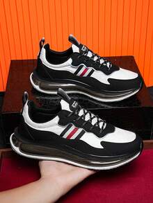 Zapatillas casuales para parejas de talla grande UE 45, de primavera, ligeras, de lujo, con plataforma con airbag, suela blanda, antideslizante, resistente al desgaste, transpirables y resistentes a los olores, para viajes, al aire libre, deporte y caminata para hombres y mujeres - Negro - Ver 3