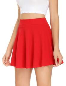JoyGirl Skater Tennis Skirt For Women High Waisted Pleated Skirts With Shorts Pockets Mini A-Line Skirt - 紅色 - 查看 1