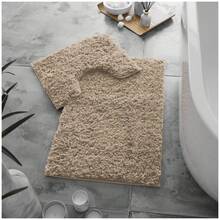 VELVETIO Bath Mat Set Zero Twist Soft Pedestal Mats Non Slip Toilet Bathroom Rug 2PC - Natural - View 3