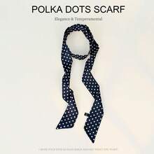 1pc Polka Dot Small Narrow Long Scarf For Women, Tie-Like Chiffon Ascot Necktie Scarf For Blouse - Polka Dot Silk Scarf - View 5