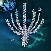 Wedding Season Headdresses, Simple Comb Headdresses With Silver Rhinestones, Crystal Hair Accessories To Match Evening Dresses, Bridal Forehead Chain Headdress Pendants With Handmade Rhinestones, Bendable Dress Accessories