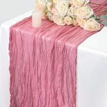 3pcs/Set Light Purple Cheese Cloth Table Runners 35x157 Inches Bohemian Sheer Lavender Cheese Cloth Rustic Transparent Tablecloth, Ideal For Wedding, Bridal Shower, Celebration, Birthday Party, Holiday, Banquet