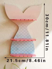 1 pieza Estantería de pared en forma de cola de pez de madera de colores, decoración sencilla para el hogar en dormitorio, adecuado para decoración de océano, náutica, playa, habitación de niños, baño, regalo de sirena, decoración para fiesta de sirenas de adolescentes y niñas