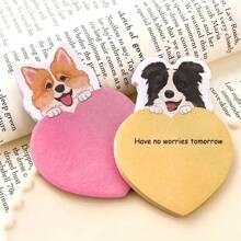 Blocchetti per appunti a forma di cuore con il simpatico volto di un cucciolo, 30 fogli per blocchetto, colori chiari, adatti per note d'ufficio, promemoria e memo, forniture scolastiche, rientro a scuola