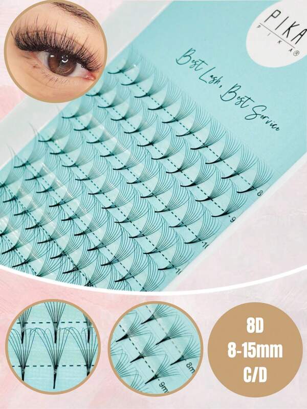 120 Fans Premade Fans Eyelash Extensions 8-15mm Mixed Length Pre Made Fans Lash Extensions 8D Handmade Promades Eyelash Fans C Curl Loose Fans