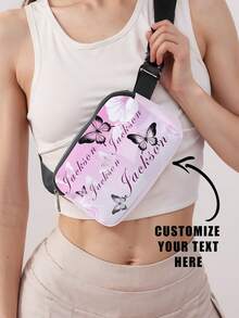 1 Customized Waist Bag Customizable To Your Unique Design (Photos, Names, Illustrations), Suitable For Cats And Dogs, Handheld And One Shoulder, Perfect For Outdoor Travel And Walking Pattern Printed Fashionable Crossbody Bag, A Neutral Sports Waist Bag Suitable For Travel, Hiking, And Yoga, And An Adjustable Lightweight Chest Bag - Multicolor - View 1
