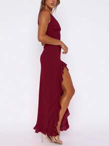 Vestido de fiesta y noche de estilo europeo y americano con volantes en el bajo, nuevo lanzamiento para mujer, vestido polivalente para eventos
