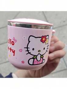 Sanrio 1PC Sanrio Cute Cartoon Hello Kitty 9.47-Ounce Insulated Stainless Steel Coffee Cup With Handle And Lid, Cute , Suitable For Office Or Outdoor Use As A Water Cup, Perfect Gift For Family And Friends,