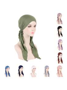 Women's New Arched Solid 2-Tail Hat Beanie, Simple & Convenient Headwear Hat, Solid Color 2-Horn Cap With Long Tail