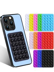 Set de 3 piezas, 24 ventosas de silicona de estilo minimalista, pegatina con ventosa, antideslizante, soporte para teléfono móvil portátil y movible, cuadrado