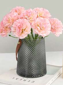6pcs Short Stem Artificial Carnation Flowers, Lifelike Carnations | Polyester Material | Flexible Iron Wire Stem | Suitable For Home Decor, Living Room, Kitchen, Dining Table, Holidays, Weddings, Engagements, Office Decorations, Valentine's Day, Thanksgiving, Mother's Day, Spring/Summer Decorations