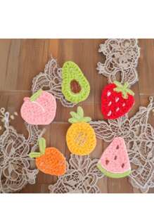 6 Stücke süße Cartoon Frucht gestickte Aufnäher, DIY Haaraccessoires & Bekleidung Erdbeere Aufnäher, geeignet für Jeans, Hüte, Kleidung, Taschen und andere bestickte Aufnäher