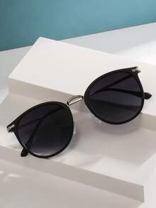 Retro Round Metal Frame Sunglasses For Women, Classic Design, Outdoor, Travel, Beach, Vacation, Daily Wear, Summer Sun Protection, UV-Blocking Driving/Cycling Shades - 彩色 - 查看 3