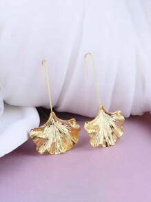 1 Pair Stylish Ginkgo Leaf Texture Earrings For Women – All-Season Fashion Jewelry For Daily Wear | Leaf Design, Perfect Best Friend Gift For Back-To-School, Halloween, Christmas, Valentine's Day & More, Casual Accessory
