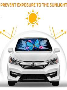 1pc Butterfly Design Car Windshield Sun Shade, Foldable Reflective Sunshade, Heat Insulation & Sun Protection, Keeps Car Cool In Summer - Multicolor - View 6