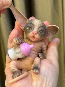 1 PC 4.5 Inch Mini Silicone Reborn Cat Doll, Mini Palm Silicone Doll, Washable Palm Animal, Realistic Soft Touch, Skin Texture Silicone Doll, Ideal Gift - Multicolor - View 12