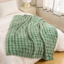 Luxury Reversible 3D Jacquard Fleece Throw Blanket, 100% Polyester, Soft Cozy Warm Plush, Contemporary Style, All Seasons, 250-300gsm, No Print, Woven Craftsmanship, Ideal For Couch & Bed Decor