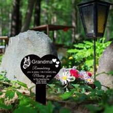 1 Piece, Grandmother Memorial Pile, Waterproof Acrylic Tombstone, Used To Commemorate The Deceased Grandmother, Suitable For Cemetery Memorial Gardens, Condolence Tombs, Outdoor Courtyard Decoration, Carving, Easy Ground Installation