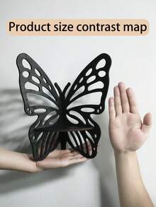 1 pieza Estantería de esquina con forma de mariposa, estantería de almacenamiento de madera, decoración de pared de madera, estantería flotante, organizador de esquina montado en la pared, estantería para plantas, decoración de madera, estantería de esquina, estantería para exhibición de cristal, estantería de pared estilo bohemio, adecuada para dormitorio, baño, cocina, oficina, sala de estar, dormitorio, regalo, decoración del hogar, decoración de habitación, decoración de pared, regalo de cumpleaños, regalo de graduación - Negro - Ver 4