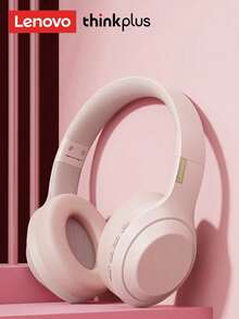Lenovo 联想 TH10 粉色蓝牙耳机，头戴式游戏耳机，重低音，高品质音频，麦克风，有线和无线双模式，兼容电脑和移动设备 - 粉色 - 查看 10