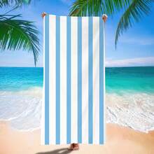 Toalla de playa extra grande - Toalla de playa de microfibra ultra suave a rayas azules, toalla de piscina ligera para natación y viaje, adecuada para adultos hombres y mujeres, toalla ligera y libre de arena para playa, viaje, piscina, yoga, gimnasio, camping, accesorio esencial - Celeste - Ver 9