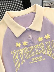 Tween女孩短袖 Polo T恤 印花上衣 童裝 Tween女孩 Polo 衫 夏季 T恤 夏季衣物 上衣 返校季 Tween女孩襯衫 Tween女孩 T恤 T恤 童裝 女孩襯衫 衣物 襯衫 T恤 童裝 青少年套裝 春季 春季 夏季 秋季 冬季 條紋 美式 Cyber Monday 返校季 國慶日 - 紫色 - 查看 3