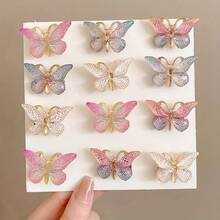 5pcs Women's Rhinestone Gradient Butterfly Hair Clips, Elegant & Fashionable Hairpin Gift Suitable For School, Festivals, Parties, And Daily Life - Multicolor - View 1