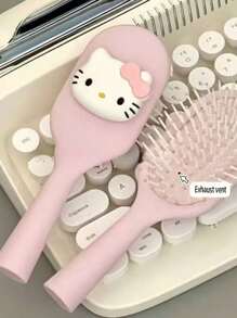 Sanrio 1 Pc/2 Pcs Women Hello Kitty Cartoon Portable Hair Brush, Portable Paddle Hair Brush, Cute Cartoon Decor Hair Massage Comb, Suitable For Gentle Scalp Massage And Combing Normal Hair, Soft Cushion Brush, ABS Plastic Handle, Portable, Beauty And Personal Care Hair Styling Tools, Women Valentine's Day/Birthday Gift, Comb Color Randomly Distributed, Adjustable Curved Bristles