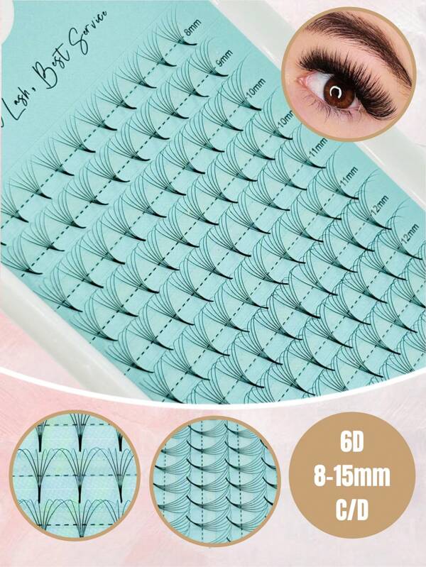 Premade Fans Eyelash Extensions 6D Volume Lash Extensions 0.07 Thickness Eyelash Extension C Curl Premade Lash Fans Mix 8-15mm Fluffy Soft Handmade Lash Fan