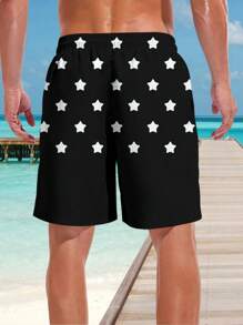 Men's Hawaiian Style 3D Print Casual Beach Shorts - Quick Dry, Drawstring Waistband, Perfect For Summer Outings