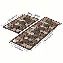 1pc Vintage Geometric Stone Brick Pattern Silicone Kitchen Mat, Absorbent Anti-Slip Anti-Fouling Mat - Suitable For Farmhouse, Entryway, Indoor Decor, Kitchen, Dining Room, Small Office/Home Office, Sink, Laundry Room