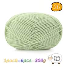 300g 100% reine Strickwolle, ideal für handgemachte Pullover, Mützen, Schals zum Warmhalten im Herbst/Winter, 1 Stück = 6 Knäuel = 300g