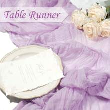 3pcs/Set Light Purple Cheese Cloth Table Runners 35x157 Inches Bohemian Sheer Lavender Cheese Cloth Rustic Transparent Tablecloth, Ideal For Wedding, Bridal Shower, Celebration, Birthday Party, Holiday, Banquet