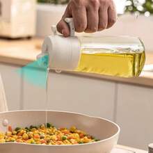 1pc 470ml 2-In-1 Plastic Oil Sprayer Bottle, Large Capacity Multi-Purpose Plastic Oil Storage Bottle, Kitchen Cooking Oil Sprayer Tool For Cooking Oil, Olive Oil, Soy Sauce, Vinegar - Multicolor - View 3