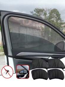 Parasol universal para autos y SUV, protección UV y anti-mosquitos de gasa elástica para ventanas, parasol para ventanas laterales delanteras y traseras, nuevo accesorio protector de malla