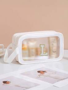 1pc Travel Makeup Storage Bag, Waterproof Cosmetic Bag, Large Capacity Toiletry Bag For Skincare Products - White - View 9