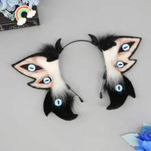 Halloween Demon Cthulhu Monster Ear Headband Cosplay Prop, Realistic Plush Furry Ear Hair Hoop Headpiece For Carnival Party Costume