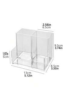 1pc Multi-Compartment Transparent Makeup Organizer Box, Desktop Storage Container For Cosmetics, Brushes, Lipsticks, Multifunctional, Back To School