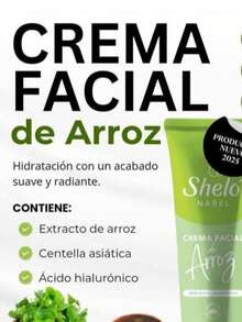 Crema facial de arroz Sheló NABEL con ácido hialurónico 100ml hidratante aclarante nutre piel previene envejecimiento suaviza textura ligera absorción rápida cuidado completo facial - Verde Lima - Ver 2