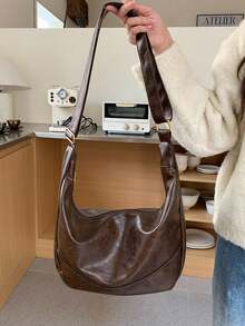 Bolso Bandolera Retro Maillard para Mujer, Nuevo Bolso de Mano Coreano de Gran Capacidad - Café - Ver 4