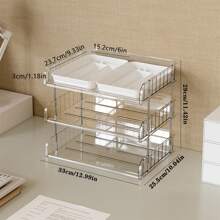 4/3/2 Layers Transparent/White Desktop Organizer With Multi-Compartment Pen Tray, A4 File Holder – Easy Assembly, Minimalist Design, Large Capacity Multifunctional Stationery Shelf For Office, Student Desk Organization, Back To School