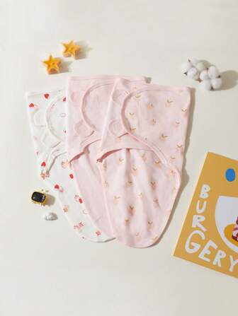 3 pièces Couvertures d'emmaillotage douces et mignonnes anti-sursaut pour bébés