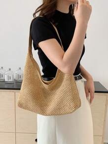 Minimalist And Stylish Casual Handbag, New 2024 Autumn Vintage Fashion Underarm Bag, Solid Color Shoulder Commuter Bag