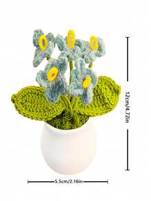 Crochet Flower, Knitted Crochet Forget-Me-Not Potted Flowers In Pink, White, Blue, Knitted Sunflower Potted Flowers, Handmade Potted Flowers, Birthday Wedding Car Gift Home Decor Flowers, Handmade Crochet Flower Potted Plants - Multicolor - View 3