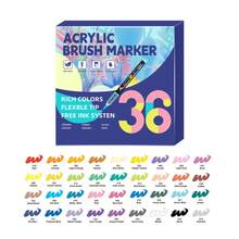 12/24/36/48/60/72/120/168 色直接液体丙烯颜料笔软毛笔尖专业自动控墨艺术笔套装适用于木材、石材、帆布、玻璃、织物、鸡蛋、岩石艺术用品防水圣诞礼物返校 - 套裝 - 查看 15