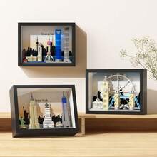 Decoraciones murales creativas Bloques de construcción de siluetas de ciudades del mundo, bloques de construcción para adultos de partículas pequeñas, modelos 3D para ensamblar, marcos de fotos DIY, colgantes, decoración del hogar, recuerdos/regalos de cumpleaños - Multicolor - Ver 4