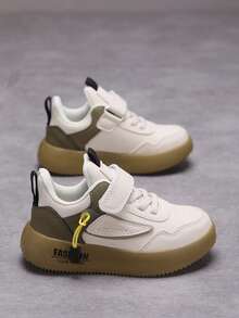 1 双儿童平底运动鞋，适合跑步、户外活动、日常休闲穿着，四季皆宜 - 米色 - 查看 4