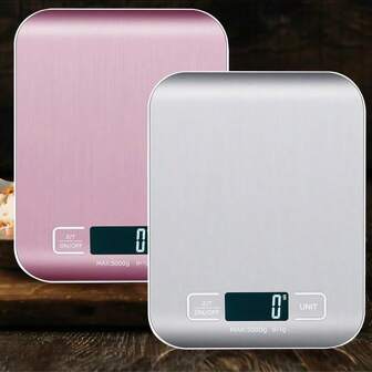 1pc 5kg Digital Kitchen Scale With LCD Display, Stainless Steel Food Scale With 6 Unit Measurements, Ideal For Baking, Cooking, Dieting And Meal Prep, Easy To Clean